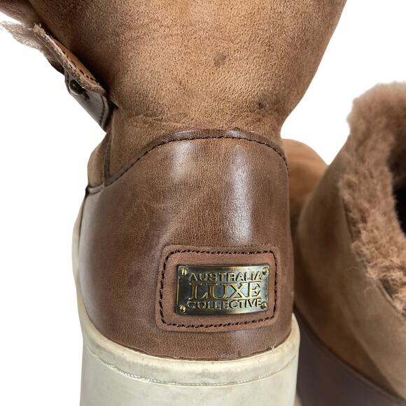 Australia Luxe Collective Cameron Brown Sheepskin Leather Shearling Boots Sz 9 - Picture 5 of 12